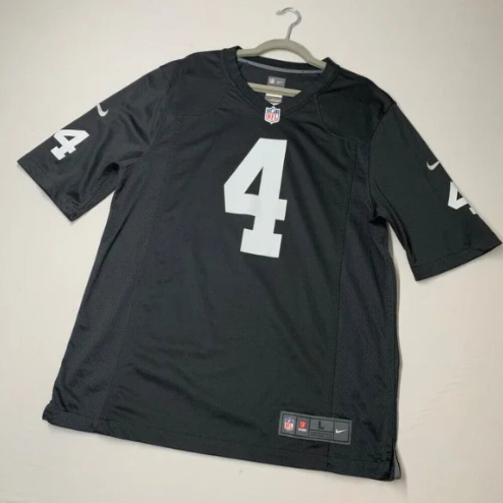 Men Large Black   Derek Carr #4 On Field
